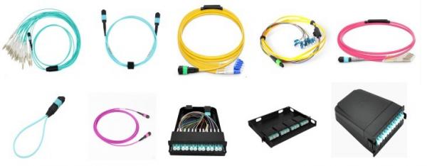 Compact Size MPO Patch Panel , Coring Glass OM3 OM4 12 Core MPO Patch Cord