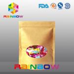 Customized Stand Up Kraft Paper Bag With Front Window For Candy Packaging