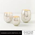 Silver Shimmer Elliptical Scented Handmade Jar Candles Ball Shaped For Bedroom