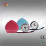 Mini folding heart shape leather travel clock alarming clock suitable for young