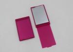 Pink Plastic Folding Travel Makeup Mirrors , Square Shape Handheld Compact