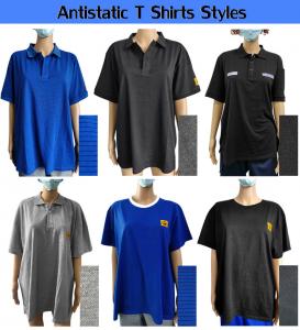 Buy cheap Anti Static 4mm Stripe ESD Polo Shirt Material 99% Polyester 1% Carbon product