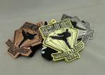 Customized Martial Arts Ribbon Medals , Die Casting Enamel Medal With Sublimated