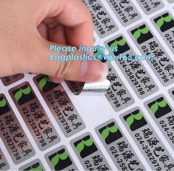 Matte silver tamper evident VOID security label sticker printing material,Sticker Roll Logo Label, Adhesive Matte Lamina