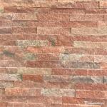 Peach Pink Quartzite Ledge Wall Stone Cladding For Fireplaces Or Planter Walls