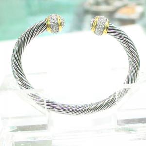 Buy cheap (B-50)Women Fashion Designer Gold Silver Tone Cable Bracelet with Cubic Zircon product