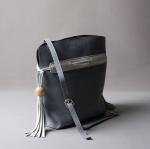 2016 summer new Korean fashion spell color tassel leather handbag drawstring