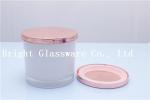 top sale glass candle holder with rose gold lid and silicone ring