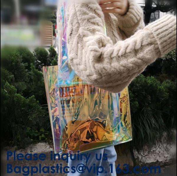 Fashion Hologram Laser Handbag Purse Shoulder Summer Beach Bag for Women,women hologram handbag jelly pvc clear shoulder