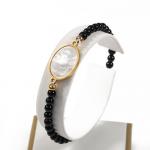 Stone bead Bracelet With Gold Stainless Steel