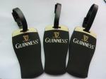 GUINNESS Custom Black Shaped Rubber PVC Luggage Tag With Brand Name Embossed Eco
