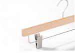 Natural Lotus Wood Clothing Store Hangers With Clips For Displaying Pants