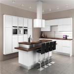 Modern Solid Wood White Kitchen Cabinets MDF Board With Single Sink / Faucet