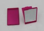 Pink Plastic Folding Travel Makeup Mirrors , Square Shape Handheld Compact