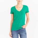 Summer Women's V - Neck Cotton Casual T Shirts , Jersey Knit Ladies Short Tops