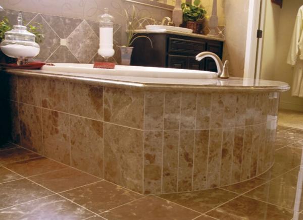 Beige Marble Water Jet Medallion Bathroom Flooring And Wall Pattern Design