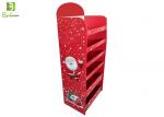 Merchandising Red Cardboard POS Display Stand Six Ties Christmas Theme