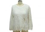 Fashionable Dressy Ladies Casual T Shirts White Long Sleeve Lace Top OEM Service