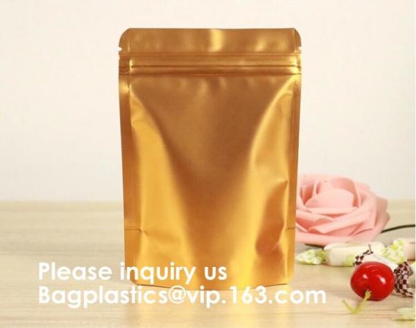 Kraft Paper Bags, Zip Lock Stand-up Reusable Sealing Food Pouches with Transparent Window and Tear Notch for Storing ,Co