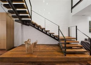 Buy cheap Straight U Shaped Staircase Design Carbon Steel Beam Wooden Treads Long Lifespan product