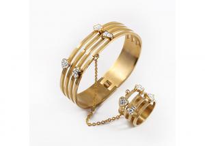 Buy cheap Popular Stainless Steel Jewelry Set Bracelet Ring Chain Gold For Party / Wedding product
