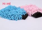 Pink / Blue Auto Wash Mitt , Super Absorbency Car Cleaning Microfiber Gloves
