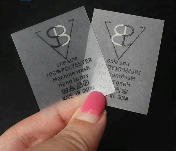 Screen Printed Clear TPU Washing Instruction Labels For Garments