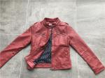 Ladies' Red Pleather Jacket With Epaulets And Branded Poppers On Shoulder