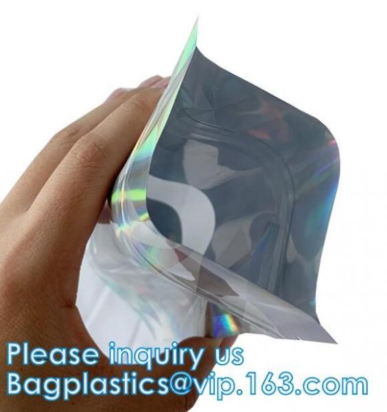 Bagease pack Recloseable Transparent Front Holographic Stand Up Pouch / Plastic Cosmetic Bag / Nail Polish Packaging