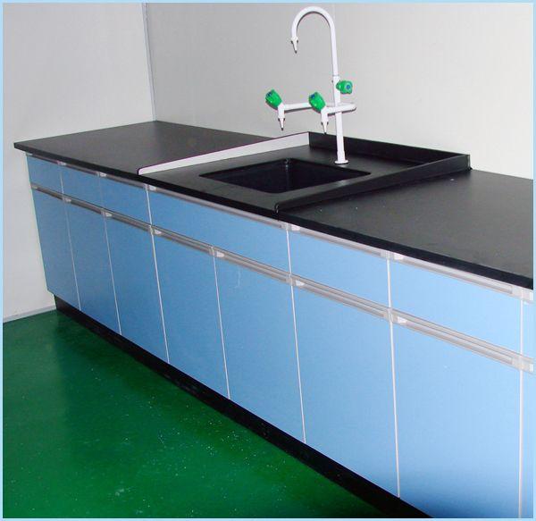 C-Frame Wood Steel Chemical Laboratory Wall Bench With Epoxy Resin Top