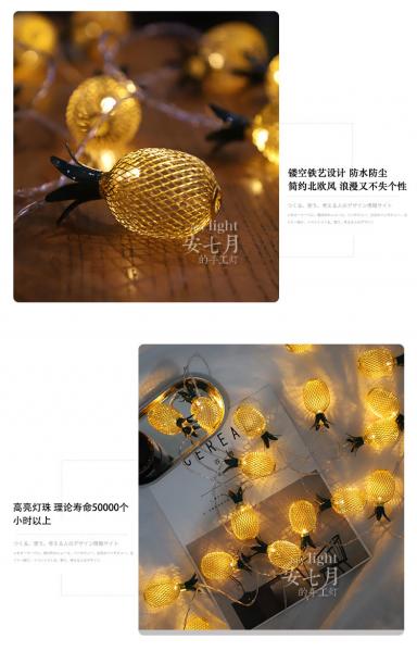 Pineapple String Lights,GIGALUMI 10ft 10 LED Fairy String Lights Battery Operated for Christmas Home Wedding Party