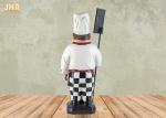 Antique Resin Fat Chef Polyresin Statue Figurine Poly Chef Holding Wooden