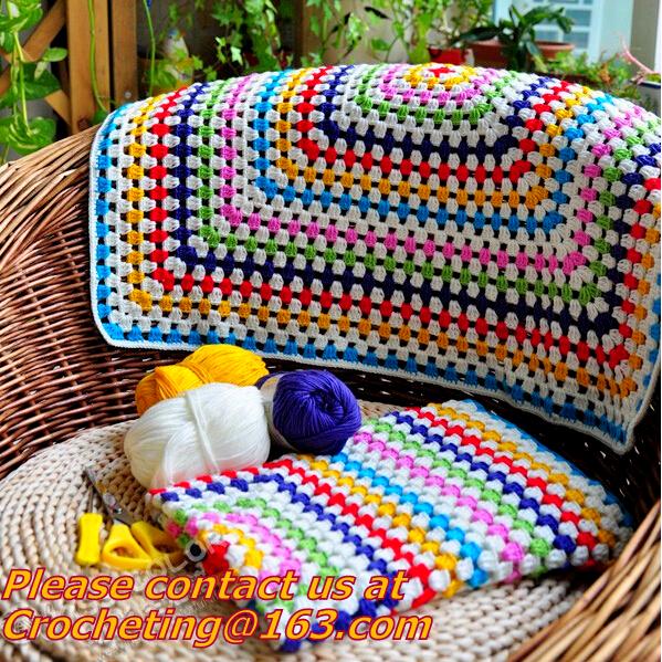 Handmade crochet hook Daisy striped blanket, Cashmere knitted blanket, sofa Weave blanket