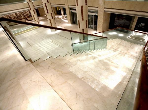 Sofitel Gold Beige Marble Slab , Marble Floor Tiles With Smooth Looking