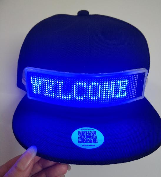 wholesale advertising LED gift rechargeable LED message cap for promotional LED Light up bluetooth hat setup by phone