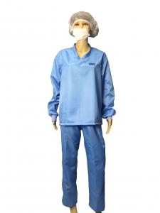 Buy cheap Cleanroom ESD Safe Clothing Polyester Anti Static Jacket And Pants Class 1000 - 10000 product