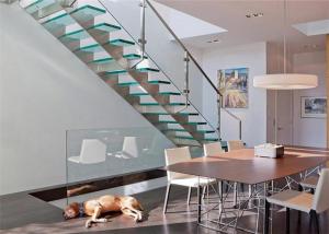 Buy cheap Indoor Flight Modern Straight Staircase Commercial Staircase Laminated Glass Treads Easy Assemblying product