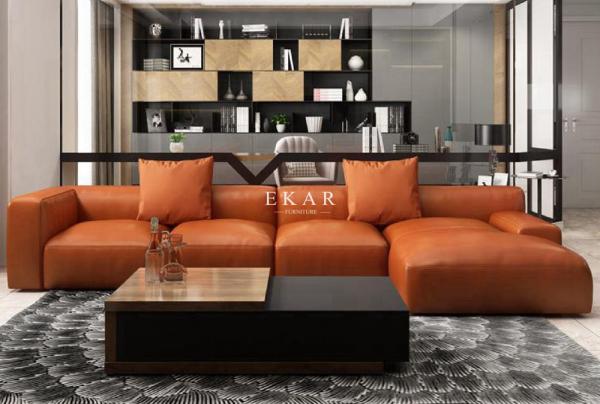 Nordic New Fashion L Shape Upholstered Living Room Furniture Leather Sofa Set