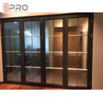 Horizontal Aluminum Folding Doors For Kitchen With Double Tempered Glass folding