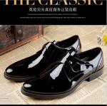 Black Shiny Men Formal Dress Shoes Patent Leather Oxfords Style With Printed