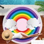Soft and Quick Dry Rainbow Printed Round Beach Towel Multi Functional Pool Mat