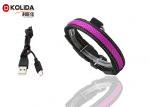 Purple / Green USB Rechargeable LED Dog Collar Waterproof Flashing Dog Collar