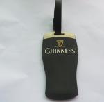 GUINNESS Custom Black Shaped Rubber PVC Luggage Tag With Brand Name Embossed Eco