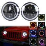 3700lm Cree 70 W RGB LED Halo Headlights For Jeep Wrangler JK Bluetooth App