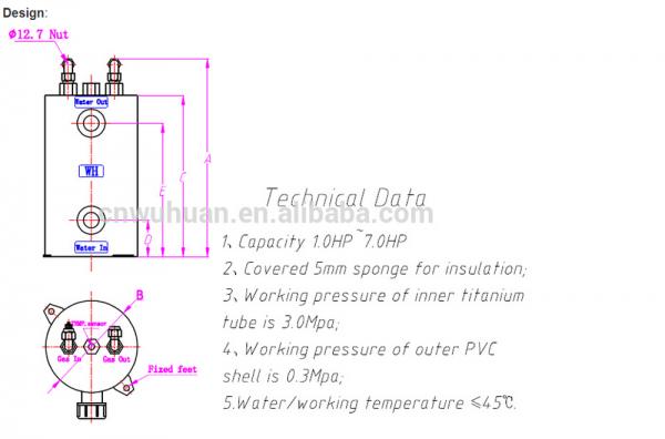 1Hp Titanium Aquarium Heat Exchanger / Salt Water Heat Exchanger Corrosion Resistant