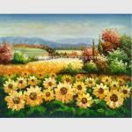 Custom Palette Knife Sunflowers Oil Painting, Decorative Hand Painted Art on