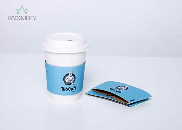 Flat / Corrugated Paper Cup Sleeves Bespoke Printed Heat Insulation