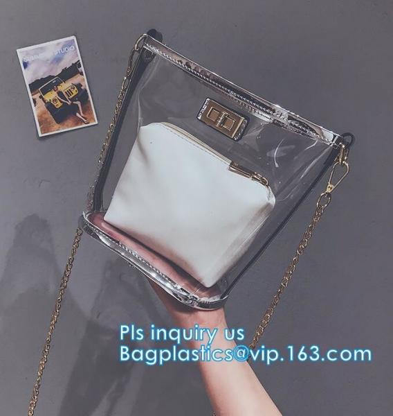 Gift bag clear shopping bag custom PVC plastic shopping bag, shiny pvc handle shopping hand bag clear tote bags ladies h